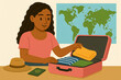 © Olga Ко - jovem brasileira fazendo as malas, se preparando para viajar, ilustração de férias