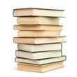 © ChimE - A neat stack of books in varying sizes resting on a pure white background, perfect for showcasing literary themes.
