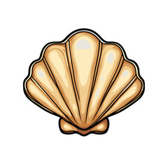 Poster - Flat cartoon icon depicting a simple, elegant seashell design in a warm beige color