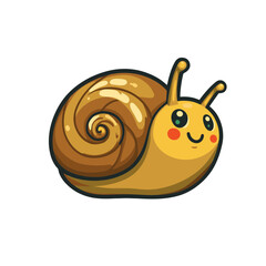 Poster - Cute cartoon snail with a shiny shell and cheerful expression, perfect for animation and design projects