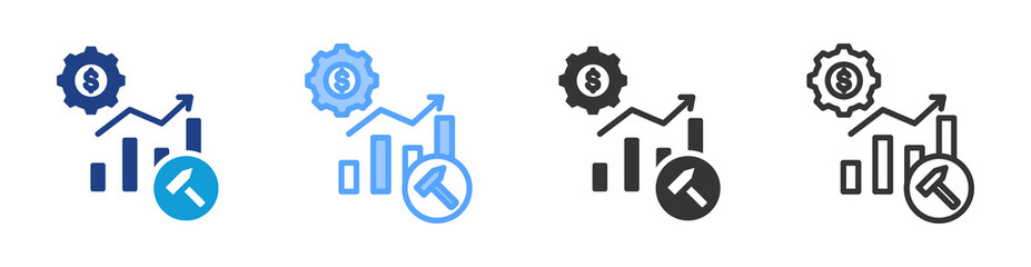 Poster - Company Building icon set multiple style collection