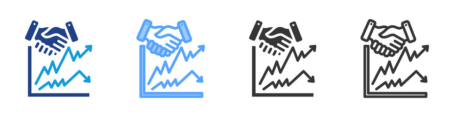 Poster - Stock Broker icon set multiple style collection