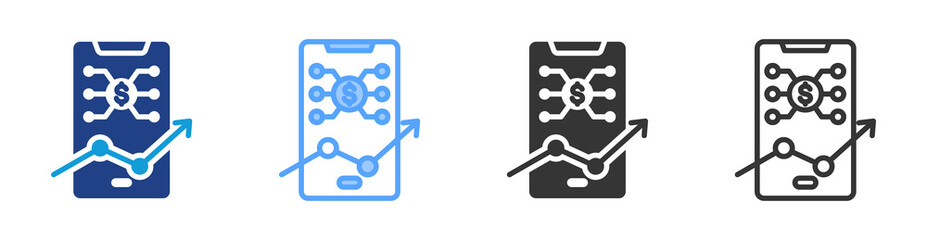 Poster - Fintech icon set multiple style collection