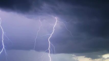Wall Mural - Thunderstorm and lightning on the black clouds