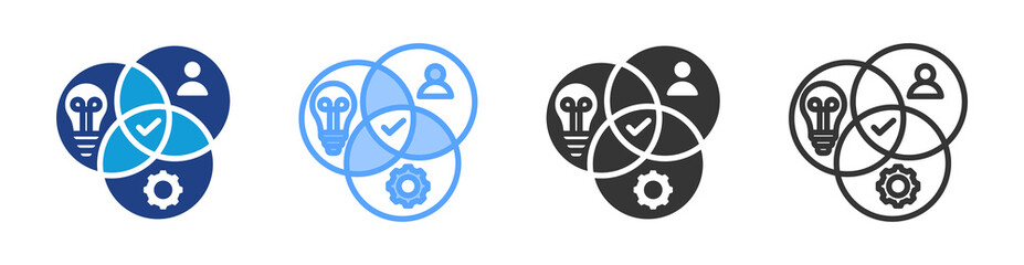 Poster - Competence icon set multiple style collection