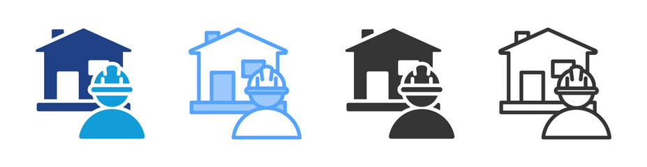 Poster - Construction icon set multiple style collection