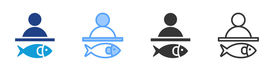 Poster - Fishmonger icon set multiple style collection