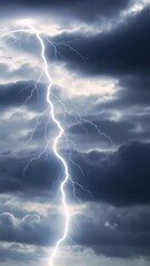 Wall Mural - Vertical video Thunderstorm and lightning on the black clouds