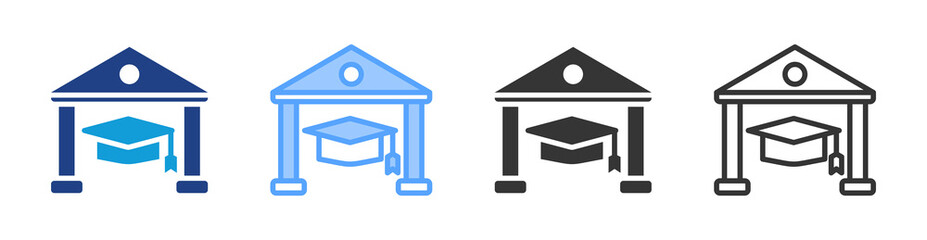 Poster - University icon set multiple style collection