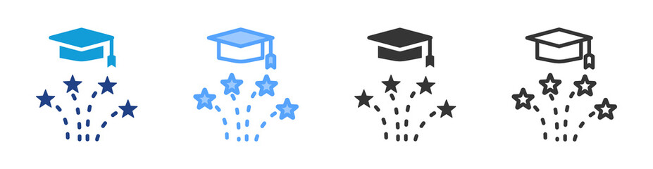 Poster - Graduation icon set multiple style collection