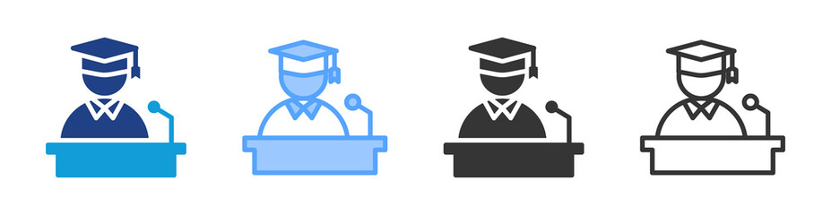 Poster - University President icon set multiple style collection