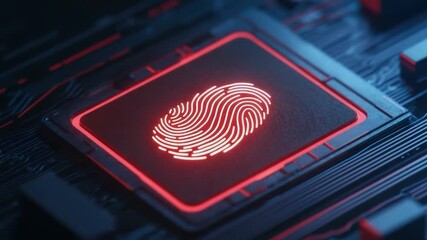 Poster - Digital Fingerprint Security Technology on Circuit Board Background