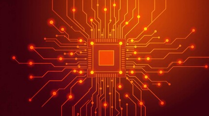 Poster - Abstract orange circuit board technology background illustration design