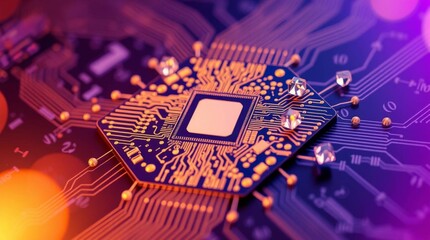 Poster - Advanced microchip technology concept with intricate circuit design and vibrant colors