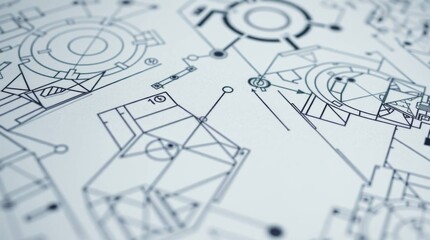 Aufkleber - Engineering blueprint reveals complex technical design and innovation
