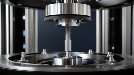 Poster - Hydraulic press with electronic controls shaping parts with consistent force