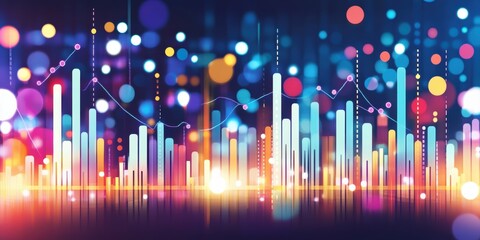 Aufkleber - Abstract Cityscape of Data and Light