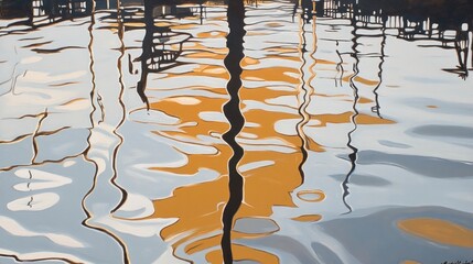 Poster - abstract painting depicting reflections on the surface of water