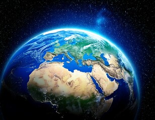 planet earth globe view from space showing realistic earth surface and world map as in outer