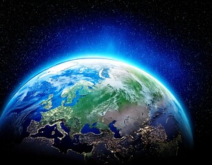 planet earth globe view from space showing realistic earth surface and world map as in outer