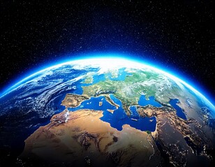 planet earth globe view from space showing realistic earth surface and world map as in outer