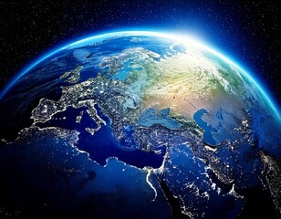 planet earth globe view from space showing realistic earth surface and world map as in outer
