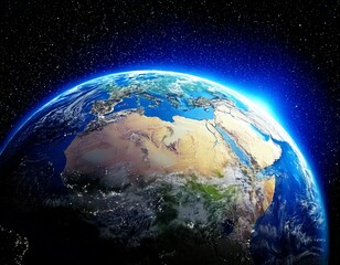 planet earth globe view from space showing realistic earth surface and world map as in outer