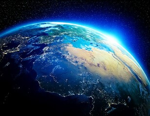 planet earth globe view from space showing realistic earth surface and world map as in outer