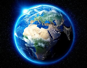 planet earth globe view from space showing realistic earth surface and world map as in outer