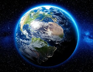 planet earth globe view from space showing realistic earth surface and world map as in outer