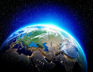 planet earth globe view from space showing realistic earth surface and world map as in outer
