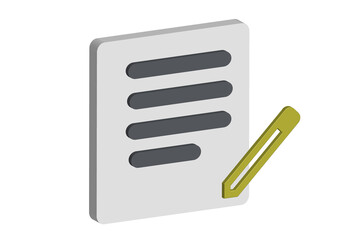 Poster - 3D illustration of a document icon with a pencil, transparent background, png format
