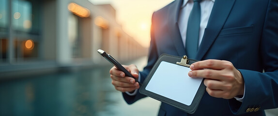 Poster - Photo Realistic Image of a Journalist with Press Pass and Fact Check Tool: Symbolizing Press Integrity and Fact Checking in a Dreamy Background for Stock Photography