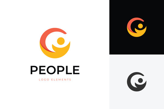 Abstract happy human vector logo icon design. health life people with letter c or g graphic concept for yoga, coach, training logo template