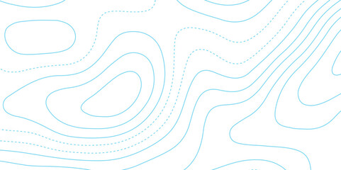 Poster - Abstract topographic map contour, white background and blue wave lines pattern texture. geographic contour map grid backdrop paper texture. terrain path isolated on a background.