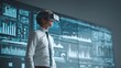 © AndiAzis - Analyst Uses VR Headset to Analyze Data Charts Efficiently and Accurately in Futuristic Office Setting