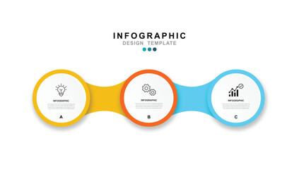 Fototapete - Business infographic template. 3 Step timeline journey. Process diagram, 3 options on white background