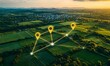 © Five Million Stock - Innovative land development concept with digital network overlay—ideal for urban planning, smart cities, and infrastructure visualization