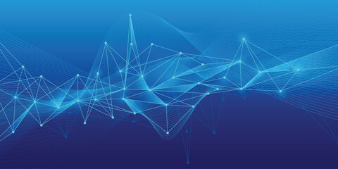 Poster - abstract tech network connection dots. digital technology and big data analysis background. white ba