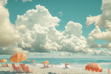 Wall Mural - Cloudy day at the beach generative AI