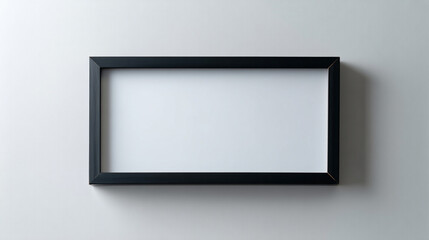 Poster - Black frame mockup on white wall for artwork photography poster design template presentation 100x50