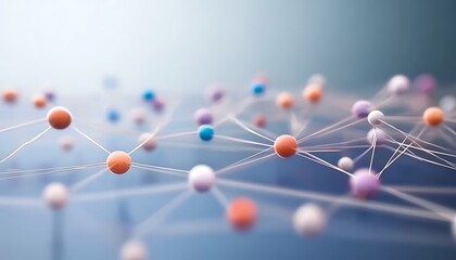 Poster - Communication and connection concept with color spheres connected by wires 