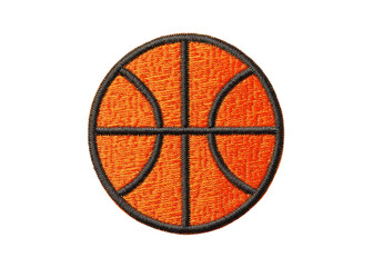 Embroidered basketball patch on transparent background. Sports and recreation concept.