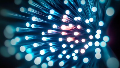 Poster - Abstract close up fiber optics light for background. Holiday concept. Optic communication and technology background. Optical lighting with bokeh.
