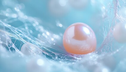 Delicate pearl nestled in a translucent web