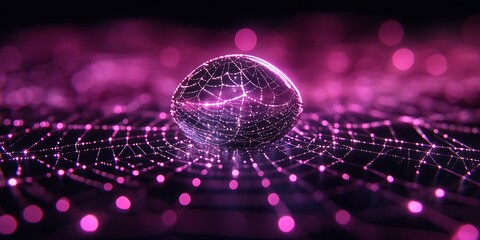 Poster - Abstract Pink Sphere Web Network