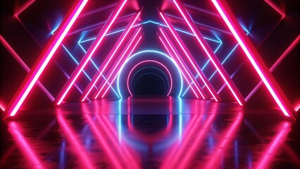 Poster - 80s video game scene in purple and blue neon colors, three dimensional, 3d, games, retro arcade vibe with glowing lights and futuristic elements creating immersive nostalgic experience