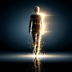Poster - Human Figure Emerging from Light: A Metaphor for Transformation and Hope