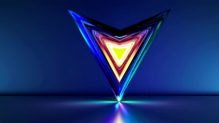 Poster - Triangular shape glowing against a vibrant blue backdrop in animation
