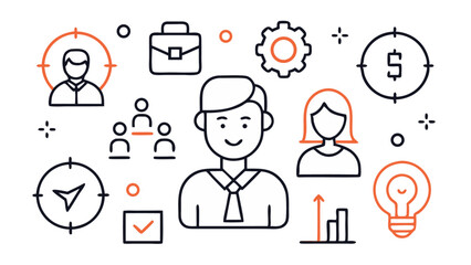 Poster - Editable icon set representing various aspects of business professionals, suitable for organizational design, office visuals, and teamwork-based presentations.